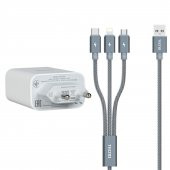 Tecno Xiaomi Poco M2 33W UsbA Çıkışlı 3in1 Lightning, Type-C, Micro Data ve Şarj Kablolu Şarj Aleti - 1