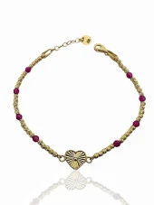 Kalpli Yakut Taşlı Günlük Dorika Altın Bileklik - 1