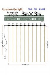 8 Fonksiyonlu Peri Perde Led Uzaktan Kumandalı Günışığı Perde Peri Led (3 mt x 3 mt) - 3