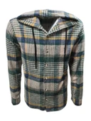 Ronex R01726 Erkek Oduncu Kapüşonlu Düğmeli Ekose Çizgili Kareli Gömlek - 1