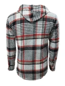 Ronex R01726 Erkek Oduncu Kapüşonlu Düğmeli Ekose Çizgili Kareli Gömlek - 4