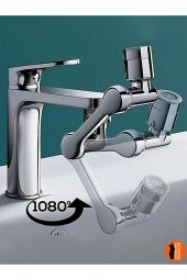 1080 Derece Dönebilen Krom Renk Musluk Ucu, Tasarruflu Musluk Başlığı - 2