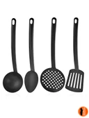Teflon Isıya Dayanıklı 4 Parça Servis Hazırlık Seti Siyah - 1