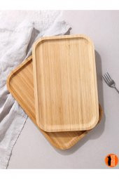2 Adet Bambu Dikdörtgen Servis Tabağı, Sunum Seti (30x20 cm) - 2