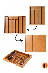 Bambu Ayarlanabilir Çekmece İçi Ölçü Ayarlı Kaşıklık 5-7 Bölmeli, Organizer - 1