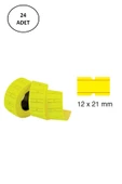 Tanex Makine Fiyat Etiketi 12X21 Mm Çizgili Fosforlu Sarı 24'lü - 2