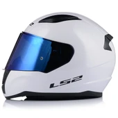 Ls2 Rapıd 2 Beyaz Kapalı Motosiklet Kaskı Mavi Camlı thumbnail 2