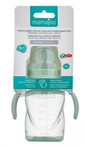 Mamajoo Kulplu Akıtmaz Eğitici Bardak Powder Green 270 ml | Anti-Kolik Bardak Ucu - 1