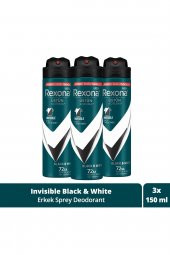 Rexona Men Erkek Sprey Deodorant Invisible Black & White 72 Saat Kesintisiz Üstün Koruma 150 Mlx3 - 1