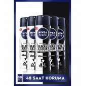 Nivea Men Erkek Sprey Deodorant Black and White Invisible Original 48 Saat Anti-perspirant Koruma 5 ADET - 1