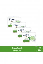 Dove Beauty Cream Bar Katı Güzellik Sabunu Fresh Touch Nemlendirici Etkili 90 G X4 Adet - 1