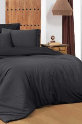 New Fancy Stripe Siyah King Size (battal Boy) 100 Pamuk Çizgili Nevresim Takımı - 2