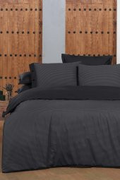 New Fancy Stripe Siyah King Size (battal Boy) 100 Pamuk Çizgili Nevresim Takımı - 3