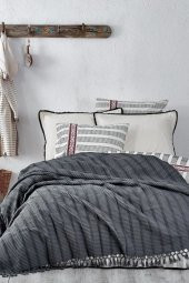 Antrasit Organik Pamuk Çift Kişilik Pike  220x240 - 1