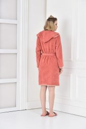 Organik Pamuk Bornoz Ecosoft Kadın Somon M - 3