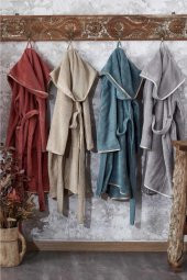 Kadın Gri Organik Pamuk Bornoz Ecosoft L - 1