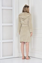 100 Organik Pamuk Bornoz Ecosoft Kadın Bej Xl - 2