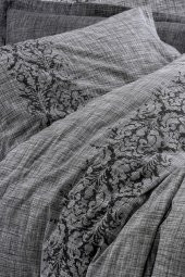 Plain Çift Kişilik Nevresim Takımı Sooty Gri - 2