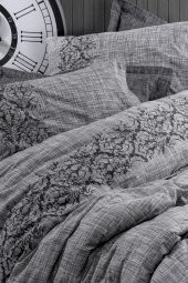 Plain Çift Kişilik Nevresim Takımı Sooty Gri - 3