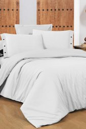 New Fancy Stripe Beyaz Çift Kişilik 100 Pamuk Çizgili Nevresim Takımı - 1