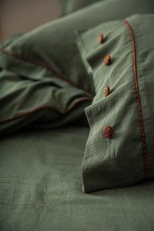 Havin Çift Kişilik Nevresim Takımı 100 Organik Pamuk Saten Parça Boya Yeşil 200x220 Cm - 3