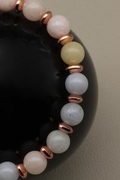 Akuamarin - Heliodor - Morganit Doğal Taş Makrome Örme Bileklik thumbnail 2