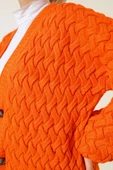 Boydan Düğmeli Sepet Örgü Uzun Hırka Oranj thumbnail 4