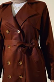 Sekiz Düğmeli Kuşaklı Trençkot Kahve thumbnail 4