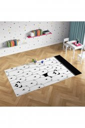 Dijital Baskı Ayı Ve Panda Hayvan Kafaları Çocuk Halısı ( 7mm Kalınlık ) - 1