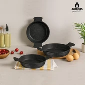 Amboss Daisy 3 Parça Döküm Yanmaz Yapışmaz Omlet (sahan) Seti thumbnail 4