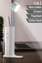 4in1 Şarjlı Masa Lambası Powerbank Özellikli Telefon Standlı Kamp El Feneri Çalışma Okuma Işığı 975 - 1