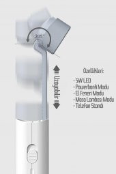 4in1 Şarjlı Masa Lambası Powerbank Özellikli Telefon Standlı Kamp El Feneri Çalışma Okuma Işığı 975 - 4