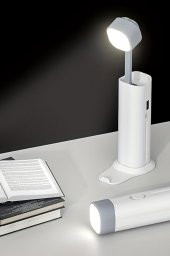 4in1 Şarjlı Masa Lambası Powerbank Özellikli Telefon Standlı Kamp El Feneri Çalışma Okuma Işığı 975 - 8