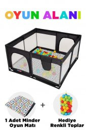 TommyBaby Güvenli Bebek Ve Çocuk Oyun Alanı Oyun Parkı 125X125 Oyun Matı Topları Yatak - 1