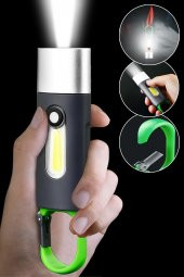 4 Modlu Şarjlı El Feneri COB LED USB Kamp Outdoor Avcılık Lambası Kancalı 400 Lümen 3W - 1