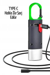 4 Modlu Şarjlı El Feneri COB LED USB Kamp Outdoor Avcılık Lambası Kancalı 400 Lümen 3W - 4