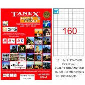 Tanex Laser Etiket 100 YP 22x12 MM Laser-Copy-Inkjet TW-2280 - 1