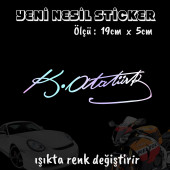 atatürk imza oto sticker  2 adet Hologram model Motosiklet kask atv laptop cam uyumlu - 1