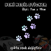 kedi hayvan pati izi oto sticker 2 adet  Hologram model Motosiklet kask atv laptop cam uyumlu - 1