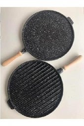 Eda granit grill çift taraflı ızgara ve gözleme tavası 36 cm. yuvarlak - 2