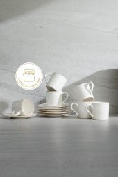 Nehir duru porselen sedef yaldızlı kahve fincan takımı seti  6 kişilik - 1