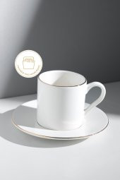 Nehir duru porselen sedef yaldızlı kahve fincan takımı seti  6 kişilik - 3