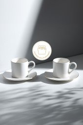 Nehir duru porselen sedef yaldızlı kahve fincan takımı seti  6 kişilik - 4