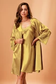 Nurteks 5336 Kadın Yaka ve Kol Dantel Detaylı Çeyizlik Saten Kimono Takım - 4