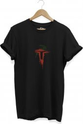 Unisex Oversize Siyah Star Wars - The Mandalorian Baskılı Kısa Kollu T-shirt - 1