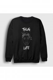 Unisex Siyah Thug Life Tupac Shakur Sweatshirt 46498tt - 1