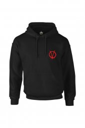 Erkek Siyah V for Vendetta V logo Fermuarsız Kapşonlu Sweatshirt PH-1324 - 1