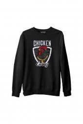 Chicken Gang Siyah Erkek Kalın Sweatshirt - 1