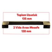 Gölcük Düz Metal Eskitme Antik Sarı 128 mm Mobilya Mutfak Çekmece Dolap Dolabı Kulpu Kulbu Kulpları - 4
