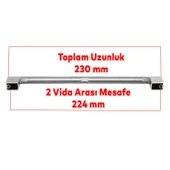 Gölcük Krom (224 MM - 22.4 CM) Mobilya Mutfak Dolap Çekmece Dolabı Kapak Metal Kulpu Kulbu Kulpları - 4